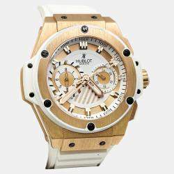 Pre Owned Hublot Big Bang King Power Foudroyante 715.OE.2118.RW Automatic White 18k Rose Gold Men's Wristwatch 48 mm