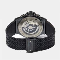 Pre Owned Hublot Luna Rosa Limited Edition Big Bang 301.CM.131.RX.LUN06 Black Carbon Fiber Dial Ceramic Titanium Rubber Men's Wristwatch 44 mm