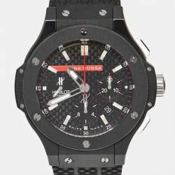 Pre Owned Hublot Luna Rosa Limited Edition Big Bang 301.CM.131.RX.LUN06 Black Carbon Fiber Dial Ceramic Titanium Rubber Men's Wristwatch 44 mm
