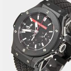 Pre Owned Hublot Luna Rosa Limited Edition Big Bang 301.CM.131.RX.LUN06 Black Carbon Fiber Dial Ceramic Titanium Rubber Men's Wristwatch 44 mm