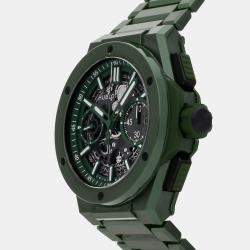 Pre Owned Hublot Big Bang Unico 451.GX.5220.GX Automatic Chronograph Green Dial Ceramic Men's Wristwatch 42mm