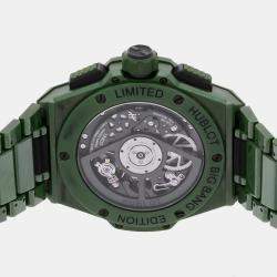 Pre Owned Hublot Big Bang Unico 451.GX.5220.GX Automatic Chronograph Green Dial Ceramic Men's Wristwatch 42mm