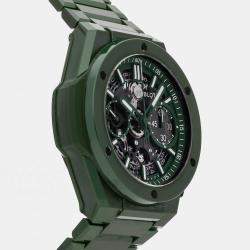 Pre Owned Hublot Big Bang Unico 451.GX.5220.GX Automatic Chronograph Green Dial Ceramic Men's Wristwatch 42mm
