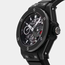 مملوكة مسبقًا ساعة يد رجالية ه�وبلو بيج بانج ميكا-10 بلاك ماجيك 414.CI.1123.RX أوتوماتيك سوداء سيراميك 45 مم مستعملة