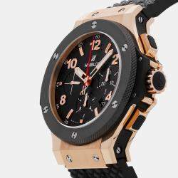Pre Owned Pre-Owned Hublot Big Bang Chronograph 301.PB.131.RX Black Automatic 18k Rose Gold Men's Wristwatch 44 MM