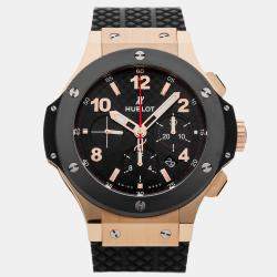 Pre Owned Pre-Owned Hublot Big Bang Chronograph 301.PB.131.RX Black Automatic 18k Rose Gold Men's Wristwatch 44 MM