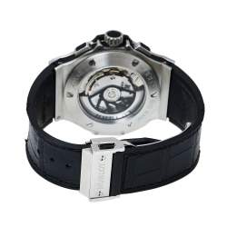 Pre Owned Hublot Black Stainless Steel Diamonds Big Bang Chronograph Men's Wristwatch 44MM