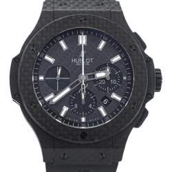 Hublot Black Carbon Fibre & Rubber Big Bang Chronograph Men's Wristwatch 44 MM