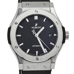 Pre Owned Hublot Black Titanium & Stainless Steel Classic Fusion 542.NX.1171.RX Men's Wristwach 42 mm