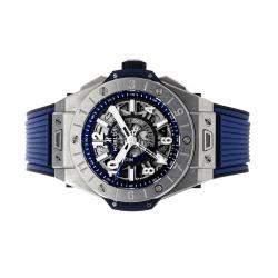 Pre Owned Hublot Silver Titanium Big Bang Unico GMT 471.NX.7112.RX Men's Wristwatch 45 MM