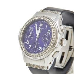 Pre Owned Hublot Blue Diamonds Stainless Steel Rubber MDM 1810.1.054 Men's Wristwatch 40 mm 