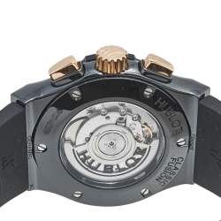 Pre Owned Hublot Black Ceramic 18K Rose Gold Rubber Classic Fusion 521.CO.1781.RX Men's Wristwatch 45 mm