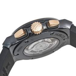 Pre Owned Hublot Black Ceramic 18K Rose Gold Rubber Classic Fusion 521.CO.1781.RX Men's Wristwatch 45 mm
