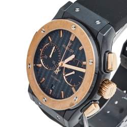 Pre Owned Hublot Black Ceramic 18K Rose Gold Rubber Classic Fusion 521.CO.1781.RX Men's Wristwatch 45 mm