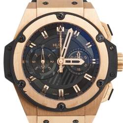  Hublot Black 18k Rose Gold Rubber King Power Limited Edition 715.PX.1128.RX Men's Wristwatch 48 mm