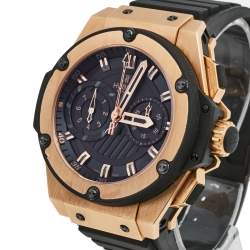  Hublot Black 18k Rose Gold Rubber King Power Limited Edition 715.PX.1128.RX Men's Wristwatch 48 mm