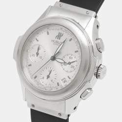 Pre Owned Hublot Silver Stainless Steel Rubber MDM 1810.1 Men's Wristwatch 40 mm