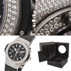 Pre Owned Hublot Black Diamonds Stainless Steel Big Bang Evolution 301.SX.1170.RX.1704 Men's Wristwatch 44 mm