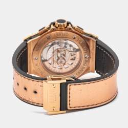 Hublot Champagne 18k Rose Gold Alligator Big Bang Zegg & Cerlati Limited Edition 341.PX.0880.VR.ZEC1 Men's Wristwatch 41 mm