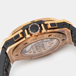 Hublot Champagne 18k Rose Gold Alligator Big Bang Zegg & Cerlati Limited Edition 341.PX.0880.VR.ZEC1 Men's Wristwatch 41 mm