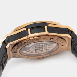 Hublot Champagne 18k Rose Gold Alligator Big Bang Zegg & Cerlati Limited Edition 341.PX.0880.VR.ZEC1 Men's Wristwatch 41 mm
