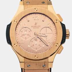 Hublot Champagne 18k Rose Gold Alligator Big Bang Zegg & Cerlati Limited Edition 341.PX.0880.VR.ZEC1 Men's Wristwatch 41 mm