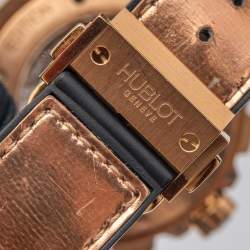 Hublot Champagne 18k Rose Gold Alligator Big Bang Zegg & Cerlati Limited Edition 341.PX.0880.VR.ZEC1 Men's Wristwatch 41 mm