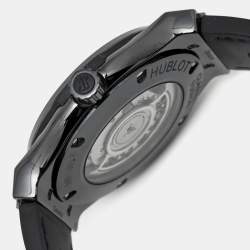 Hublot Black Carbon Fiber Ceramic Stainless Steel Rubber Alligator Leather Classic Fusion 542.CM.1771.RX Men's Wristwatch 42 mm