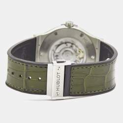 Hublot Green Titanium Alligator Leather Rubber Classic Fusion 511.NX.8970.LR Men's Wristwatch 45 mm