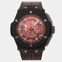 Hublot Red Carbon Fiber Big Bang Ferrari Automatic Men's Wristwatch 45 mm