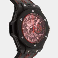 Hublot Red Carbon Fiber Big Bang Ferrari Automatic Men's Wristwatch 45 mm