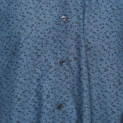Pre Owned Hugo Boss Blue Printed Cotton Extra Slim Fit Erriko Shirt M