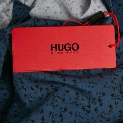 Pre Owned Hugo Boss Blue Printed Cotton Extra Slim Fit Erriko Shirt M
