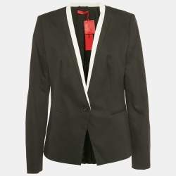 Pre Owned Hugo Boss Black Gabardine Single Breasted Blazer S