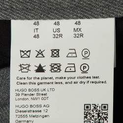 مملوكة مسبقًا بنطلون هوغو بوس صوف رمادي مزيج نحيف جداً مقاس متوسط