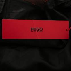 Hugo By Hugo Boss Burgundy Striped Wool Single-Breasted Coat XL