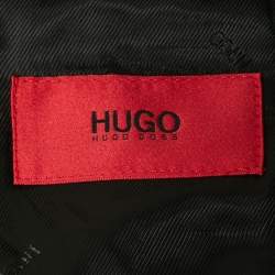 Hugo By Hugo Boss Burgundy Striped Wool Single-Breasted Coat XL