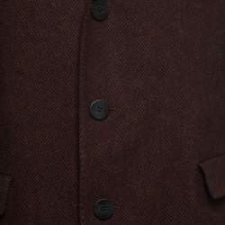 Hugo By Hugo Boss Burgundy Striped Wool Single-Breasted Coat XL