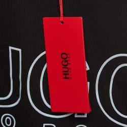 Pre Owned Hugo Boss Black Logo Print Cotton Crew Neck T-Shirt XL