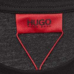 Pre Owned Hugo Boss Black Logo Print Cotton Crew Neck T-Shirt XL