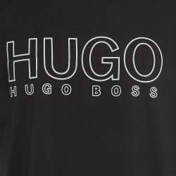 Pre Owned Hugo Boss Black Logo Print Cotton Crew Neck T-Shirt XL