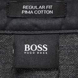 Pre Owned Hugo Boss Dark Grey Cotton Knit Regular Fit Polo Tshirt S