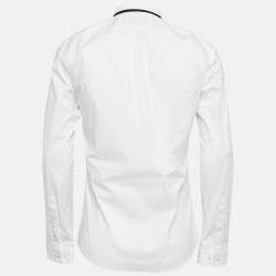 Pre Owned Hugo Boss White Contrast Placket Poplin Slim Fit Shirt L