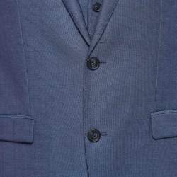 Pre Owned Hugo Boss Blue Wool Single Breasted Three Piece Pants Suit L