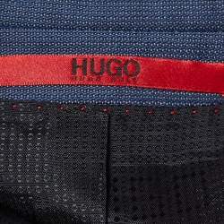 Pre Owned Hugo Boss Blue Wool Single Breasted Three Piece Pants Suit L