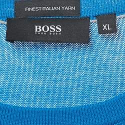 Boss Hugo Boss Blue Cotton Knit Long Sleeve Sweatshirt XL