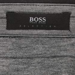 Boss by Hugo Boss Grey Striped Jersey Long Sleeve Polo T-Shirt L