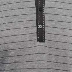 Boss by Hugo Boss Grey Striped Jersey Long Sleeve Polo T-Shirt L