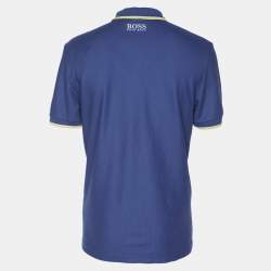 Hugo Boss Blue Cotton Knit Modern Fit Polo T-Shirt L