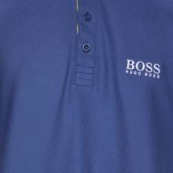 Hugo Boss Blue Cotton Knit Modern Fit Polo T-Shirt L